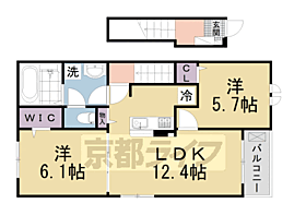 エスポワール下赤田 201 ｜ 京都府綴喜郡井手町大字井手小字下赤田（賃貸アパート2LDK・2階・56.44㎡） その2