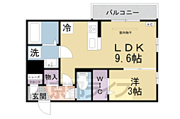 メルベーユドゥ 2階1LDKの間取り