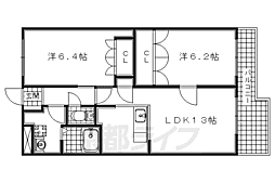 冨岡ハイツIII 2階2LDKの間取り