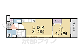 JR奈良線 城陽駅 徒歩3分の賃貸マンション 1階1LDKの間取り