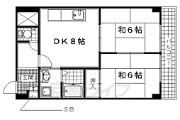 近鉄京都線 小倉駅 徒歩3分の賃貸マンション 4階2LDKの間取り