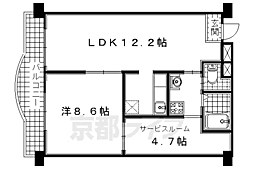 近鉄京都線 久津川駅 徒歩8分の賃貸マンション 4階1LDKの間取り
