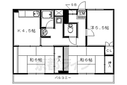 近鉄京都線 久津川駅 徒歩9分の賃貸マンション 4階3DKの間取り