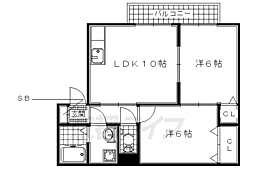 近鉄京都線 寺田駅 徒歩3分の賃貸アパート 2階2LDKの間取り