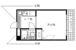 ジュネスヴィラ 3階1Kの間取り