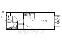 JR奈良線 黄檗駅 徒歩10分の賃貸マンション 1階ワンルームの間取り