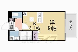 グランパルク 1階ワンルームの間取り
