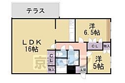 スクエアー美濃山 2LDKの間取図画像
