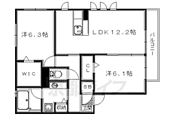 近鉄京都線 小倉駅 徒歩10分の賃貸アパート 2階2LDKの間取り