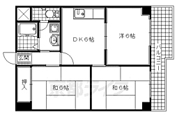 JR奈良線 宇治駅 徒歩3分の賃貸マンション 2階3DKの間取り