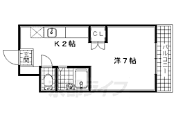 JR奈良線 黄檗駅 徒歩7分の賃貸マンション 1階1Kの間取り