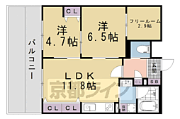 インサイトルポ山科新十条 2SLDKの間取図画像