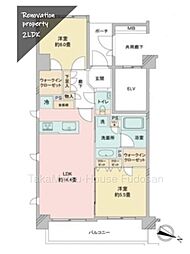 オープンレジデンシア神楽坂若宮町ヒルズ 2LDKの間取図画像