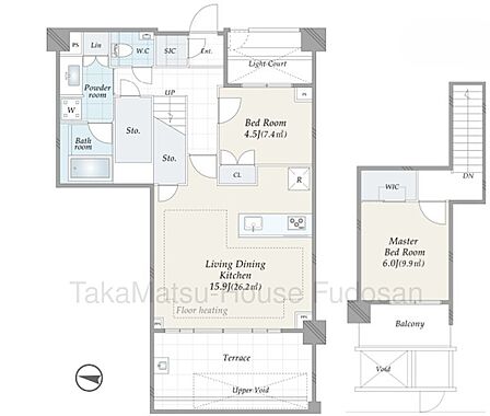 2LDKのメゾネット住戸