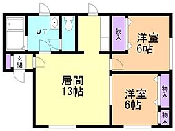 フリーダム1-7 2LDKの間取図画像
