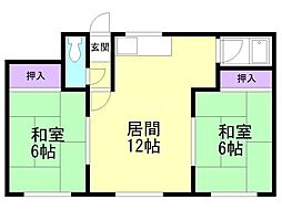 田中マンション 2階2LDKの間取り