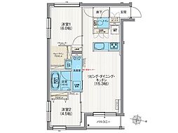 エフュート北19条 2LDKの間取図画像