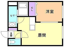 ベルメゾン北20 4階1LDKの間取り
