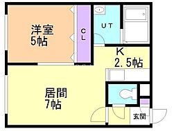 サンテラス元町2 1LDKの間取図画像