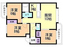 プレステージコート 3LDKの間取図画像