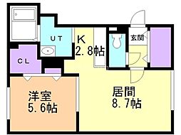 グランメールグランデII 4階1LDKの間取り