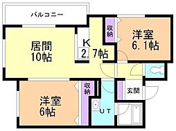 エル・ファロ76 5階2LDKの間取り