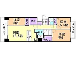 札幌市営東豊線 さっぽろ駅 徒歩10分の賃貸マンション 15階3LDKの間取り