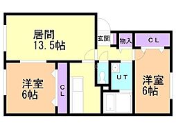 リヴェールM82 2LDKの間取図画像