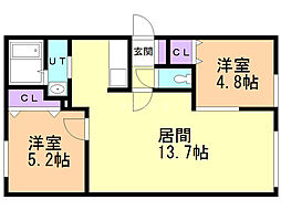 ソライエN36 2LDKの間取図画像