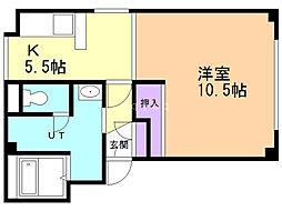 レジデンス弥生 1DKの間取図画像