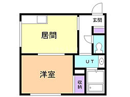 ジョンスノーハウス 1DKの間取図画像