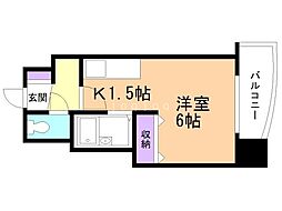 アンジェリーク・コア 1Kの間取図画像