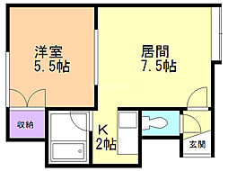 コーポサンライズ 1LDKの間取図画像