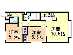 レタドール8-4 2LDKの間取図画像