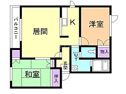 メイユールアリアムA 2LDKの間取図画像