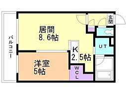 グランスカイ 1LDKの間取図画像