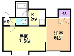 ハイツコルベール 1LDKの間取図画像
