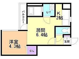 モンターニュアボール 1LDKの間取図画像