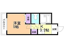 グランイースト北17条 1Kの間取図画像
