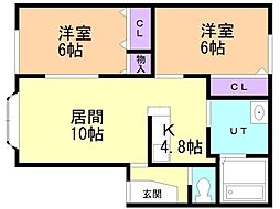 アマランス伏古 2LDKの間取図画像