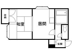 フロスティー北19A ワンルームの間取図画像