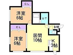 ライズ2-1 2LDKの間取図画像