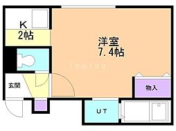ルミエール北28条B 1Kの間取図画像