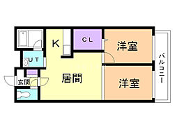 アーバンコート栄町 2LDKの間取図画像