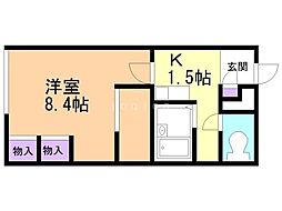 レオパレス美香保 1Kの間取図画像