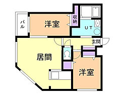 ヴィラ・パール 2LDKの間取図画像