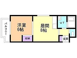 オーシ・ドマン 1LDKの間取図画像