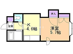 プレサント北8条B 1DKの間取図画像