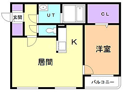 イーストサイドストリート2216 1LDKの間取図画像
