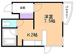エムズアパートメント 1Kの間取図画像